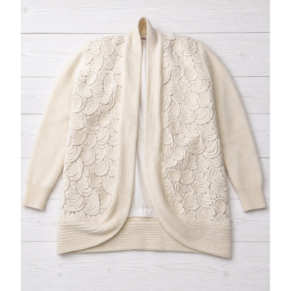 Vintage Jamie Cardigan Sweater Angora  Rabbit Hair Lambswool Blend Cream Small